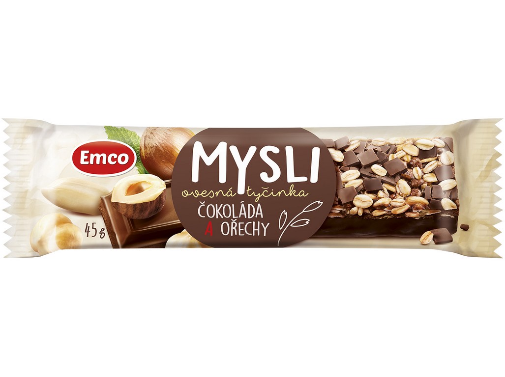 Mysli Ovesná tyčinka Čokoláda a ořechy 45g Emco Obchodiště.cz