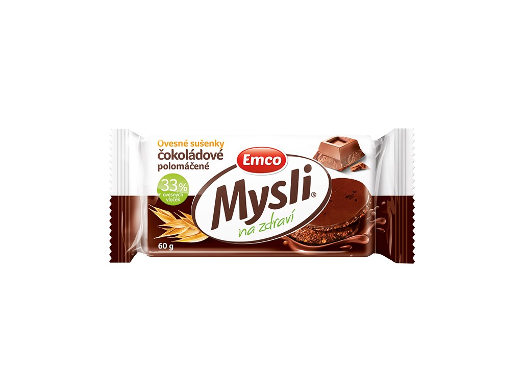 Mysli Ovesné sušenky čokoládové polomáčené 60g Emco Obchodiště.cz