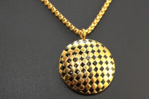 S2039 GOLD kulatý přívěsek + řetízek z chirurgické oceli