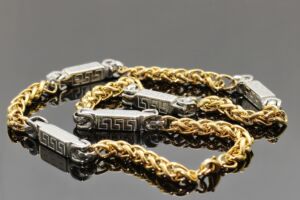 S2089 Ocelový řetěz SILVER/GOLD 60/0,8cm