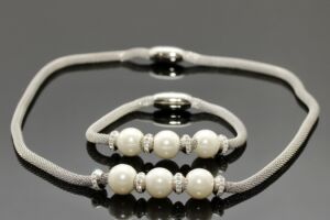 S2144 Perlová souprava náhrdelník + náramek z chirurgické oceli