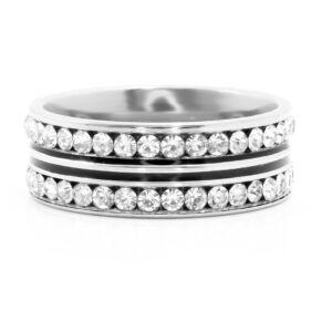 S2213 Prstýnek z chirurgické oceli s krystalky