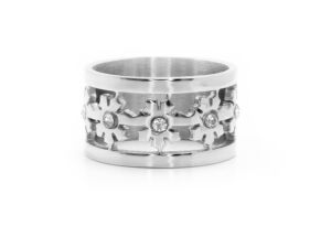 S2246 Prstýnek z chirurgické oceli KVÍTEK