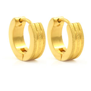 S2283 Náušnice kroužky GOLD s pískováním