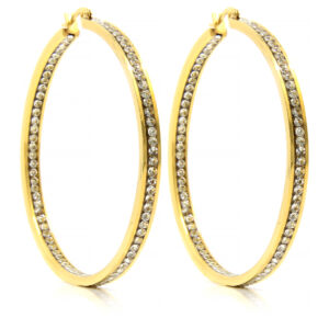 S2297 Náušnice kruhy GOLD s krystalky 3,3 cm