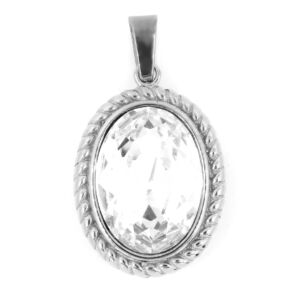 S2289 Přívěsek OVÁLNÝ KRYSTAL z chirurgické oceli