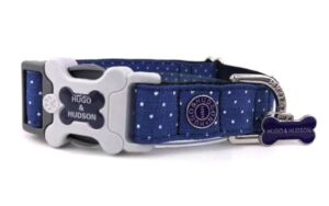 Obojek denim s puntíkama