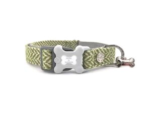 Obojek zelená tweed rybí kost