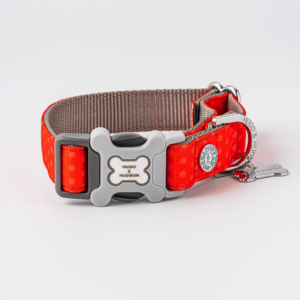 Obojek červeno-růžový s puntíkama