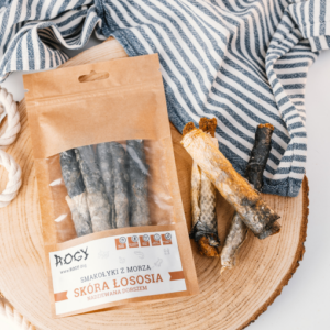 Lososová kůže plněná treskou pro psy a kočky