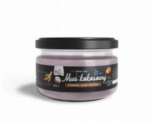 Kokosová pěna pro psy s banánem, mangem a borůvkou