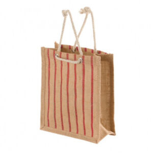 Jutová Taška mala pruhy gift bag