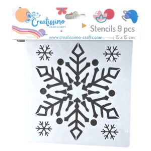 Creatissimo – plastová šablona Sněhové vločky set 9 ks 15×15 cm