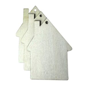 Creatissimo – dřevěný výřez ve tvaru domečku s dírkou 8 cm sada 3 kusů