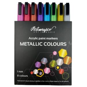 Artmagico akrylové popisovače s jemným hrotem – metalické – 8 ks | 80494