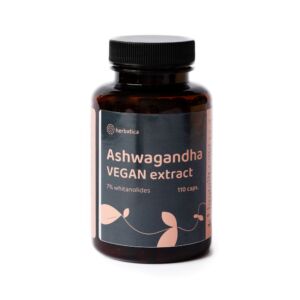 Ashwagandha veganské kapsle – 7% extrakt whitanolidů – 110 kapslí – Herbatica