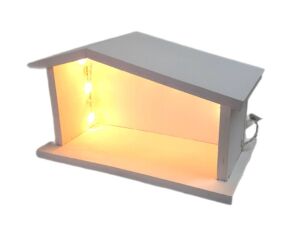 Betlém dřevěný svítící 20 x 11 cm bílý