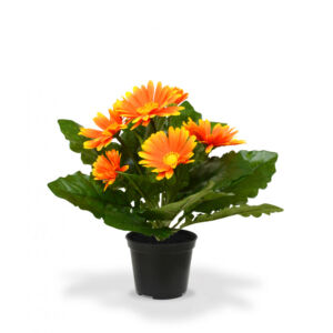Umělá rostlina Gerbera v květináči (30cm) – oranžová
