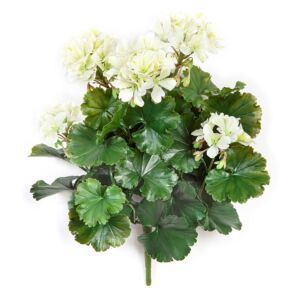 Umělá rostlina Pelargonie (39cm) bílá – UV