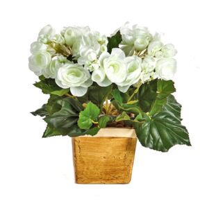 Umělá rostlina Begonie (20cm) – krémová