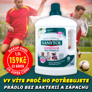 SANYTOL DEZINFEKCE NA PRÁDLO 1,5L (33dávek) – S VŮNÍ BÍLÝCH KVĚTŮ