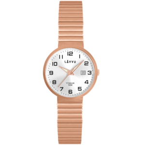 LAVVU Titanové pružné hodinky s vodotěsností 100M LUNDEN Small Rose Gold