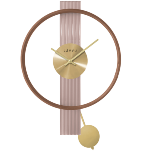 LAVVU Růžové kyvadlové hodiny ART DECO se zlatými detaily