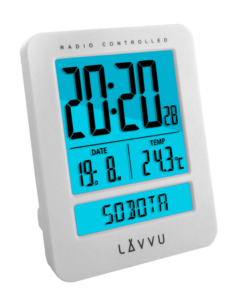 LAVVU Digitální budík řízený rádiovým signálem Duo White s češtinou