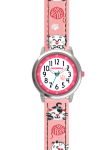 CLOCKODILE Růžové dívčí dětské hodinky KOČKY