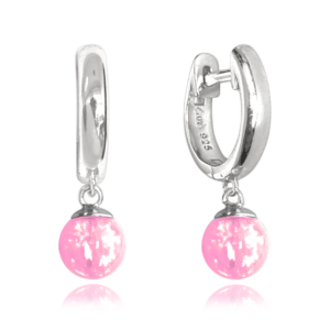 MINET Stříbrné náušnice s růžovými opálky