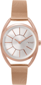MINET Růžové dámské hodinky ICON ROSE GOLD MESH