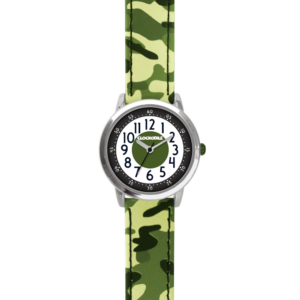CLOCKODILE Svítící zelené chlapecké dětské hodinky ARMY s maskáčovým vzorem