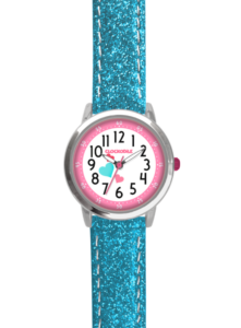 CLOCKODILE Tyrkysové třpytivé dívčí dětské hodinky HEARTS