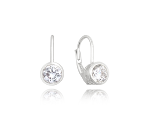 MINET Decentní stříbrné náušnice s bílými zirkony