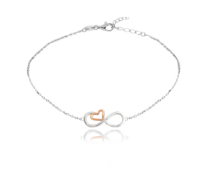 MINET Rose gold stříbrný řetízek na kotník FOREVER LOVE