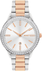 MINET Stříbrno-růžové dámské hodinky AVENUE