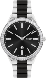MINET Stříbrno-černé dámské hodinky AVENUE