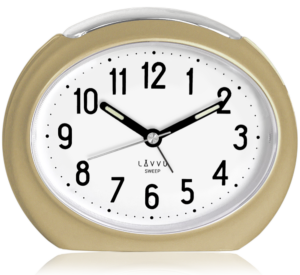 LAVVU Zlatý budík SWEEP s plynulým chodem – 3 ROKY ZÁRUKA!