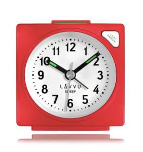 LAVVU Červený budík SWEEP s plynulým chodem – 3 ROKY ZÁRUKA!