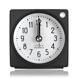 LAVVU Černý rádiem řízený budík s funkcí STOP Second Hand – 3 ROKY ZÁRUKA!