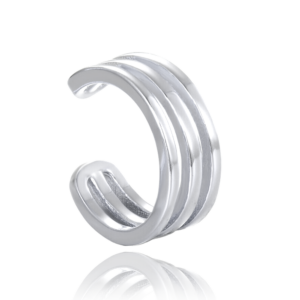 MINET Moderní stříbrná záušnice TRIPLE LINE