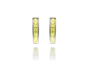 MINET Třpytivé stříbrné náušnice s velkými žlutými zirkony