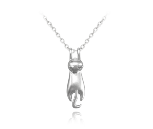 MINET Matný stříbrný náhrdelník KOČKA