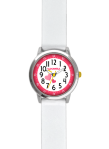 CLOCKODILE Růžové dívčí dětské hodinky se srdíčky a silikonovým řemínkem