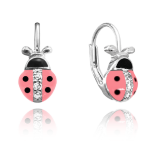 MINET Dětské stříbrné náušnice RŮŽOVÉ BERUŠKY vykládané zirkony