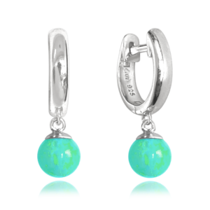 MINET Stříbrné náušnice se zelenými opálky