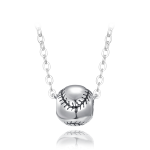MINET Dětský stříbrný náhrdelník baseballový míč