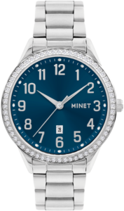 MINET Stříbrno-modré dámské hodinky Avenue s čísly