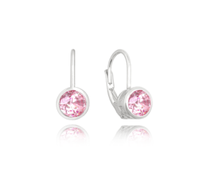 MINET Decentní stříbrné náušnice s růžovými zirkony