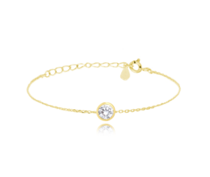MINET Decentní pozlacený stříbrný náramek s bílým zirkonem